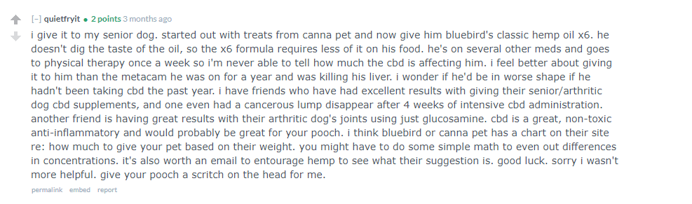 comments from dog owners who used CBD 1