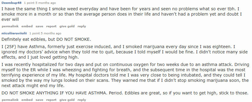 Cannabis and asthma on reddit